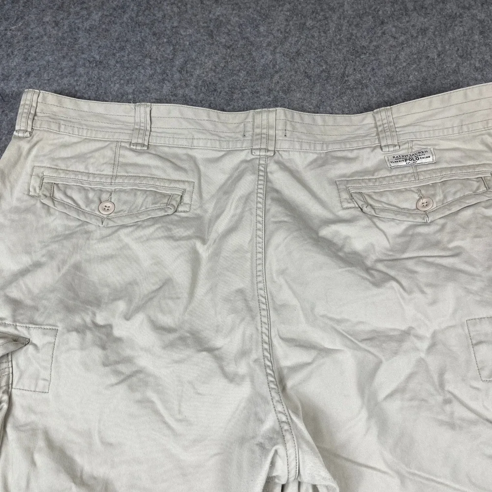Polo Ralph Lauren Cargo Shorts Mens 44 Tan Khaki Cotton Twill Utility Pockets